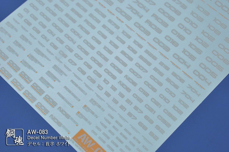 Madworks AW083 Waterslide Decal: Numbers Type 03 (White)