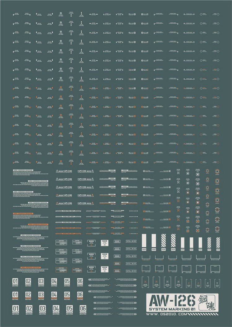 Madworks AW126 Waterslide Decal Markings Type 01 (White)