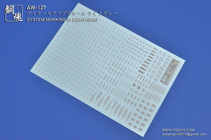 Madworks AW127 Waterslide Decal Markings Type 01 (Light-Gray)