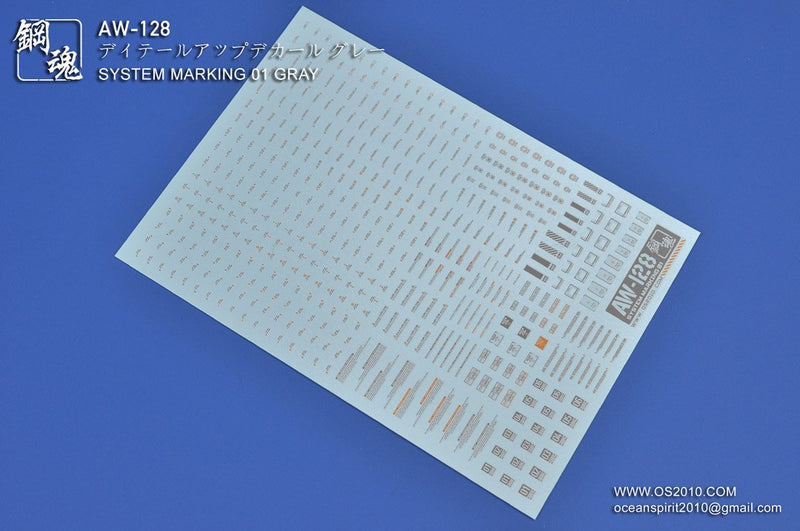 Madworks AW128 Waterslide Decal Markings Type 01 (Gray)