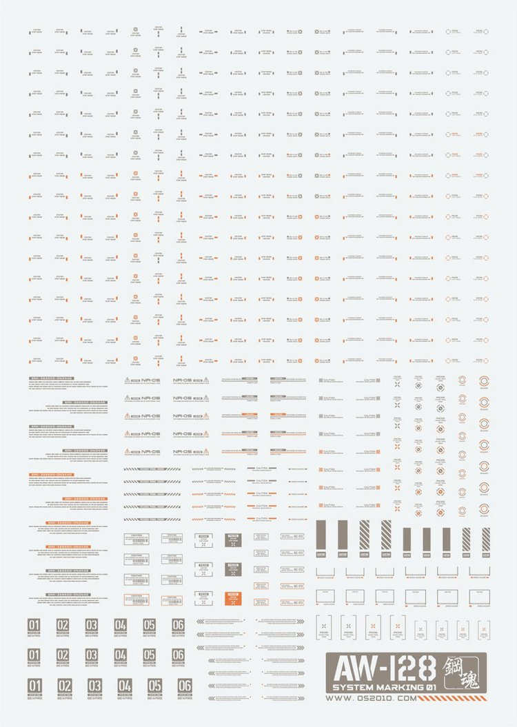 Madworks AW128 Waterslide Decal Markings Type 01 (Gray)