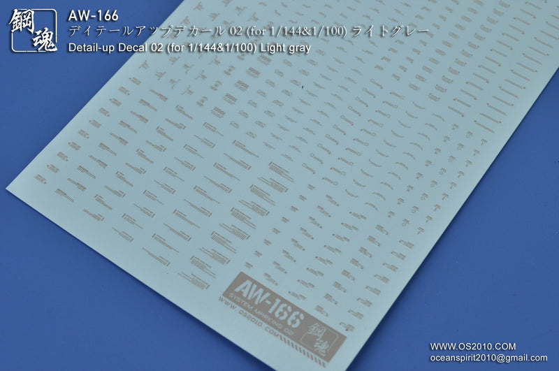 Madworks AW166 Waterslide Decal Markings Type 02 (Light Gray)