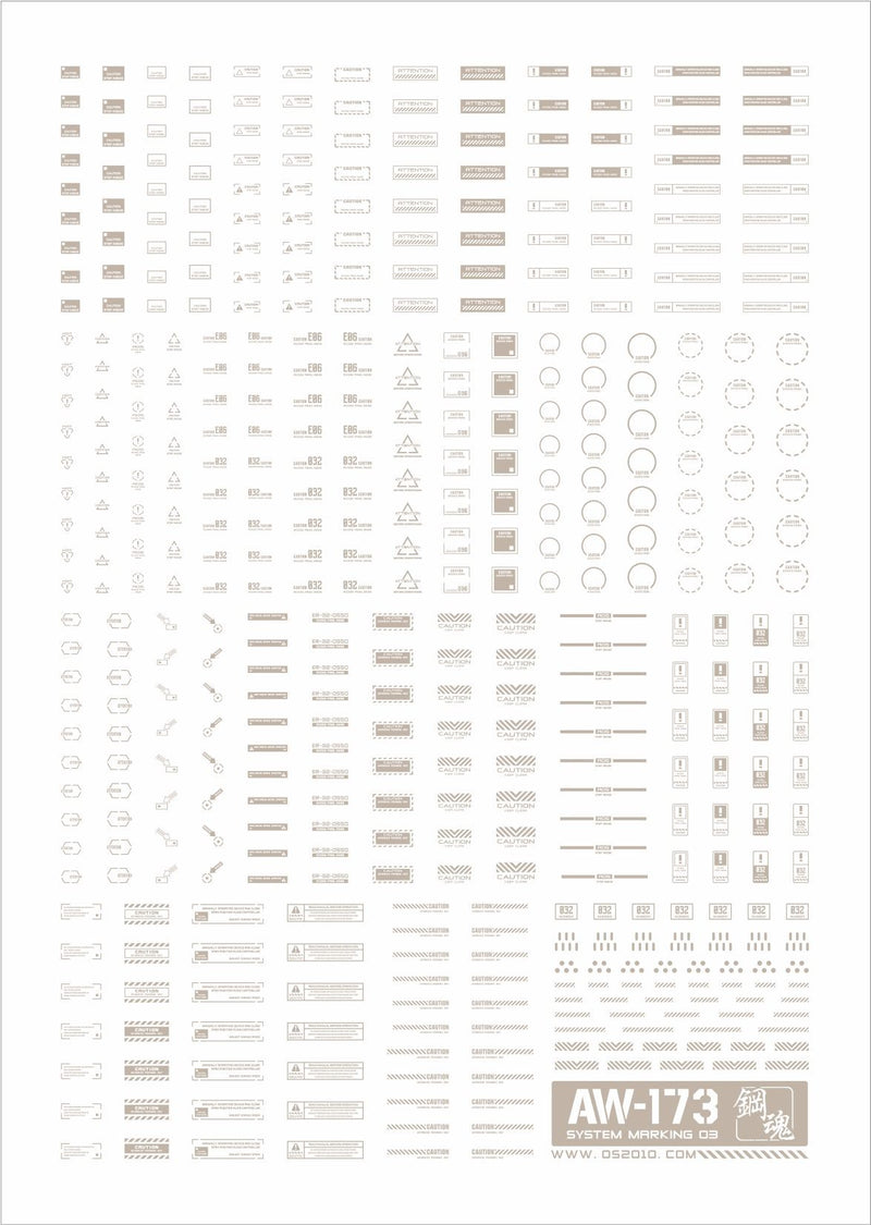 Madworks AW173 Waterslide Decal Markings Type 03 (Light Gray)