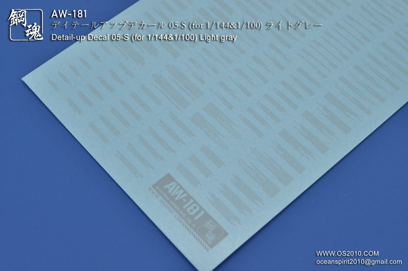 Madworks AW181 Waterslide Decal Markings Type 05 (Light Gray)