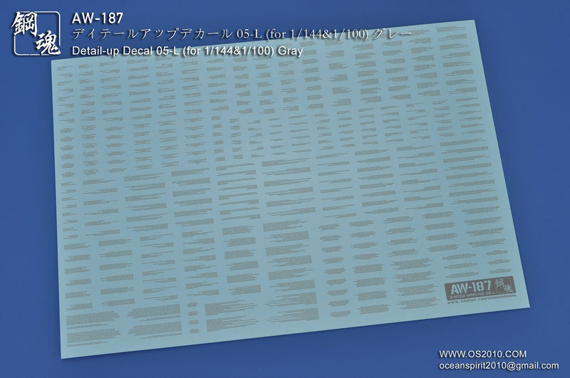 Madworks AW187 Waterslide Decal Markings Type 05-L (Gray)