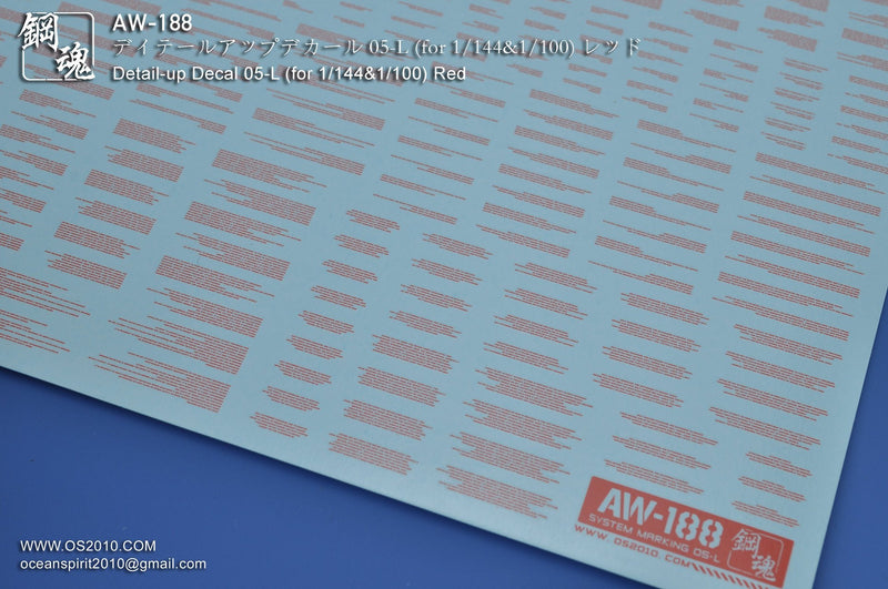 Madworks AW188 Waterslide Decal Markings Type 05-L (Red)