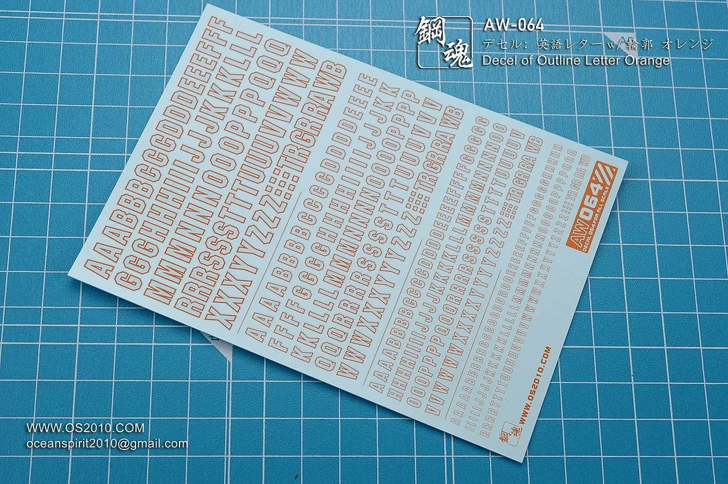 Madworks AW064 Waterslide Decal - Letters (Orange)