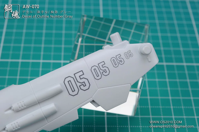 Madworks AW070 Waterslide Decal - Numbers (Gray)