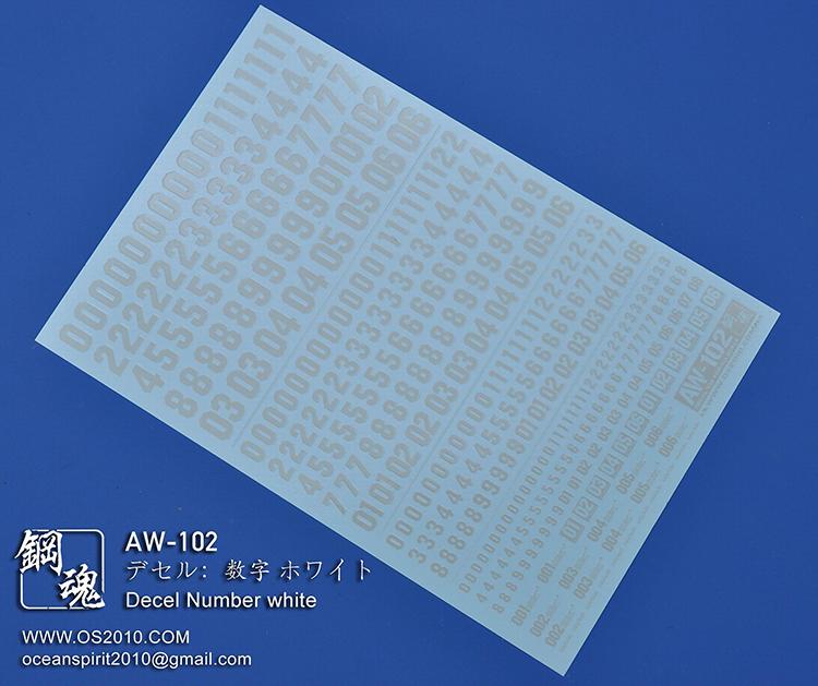 Madworks AW102 Waterslide Decal - Numbers Type 04 (Off White)