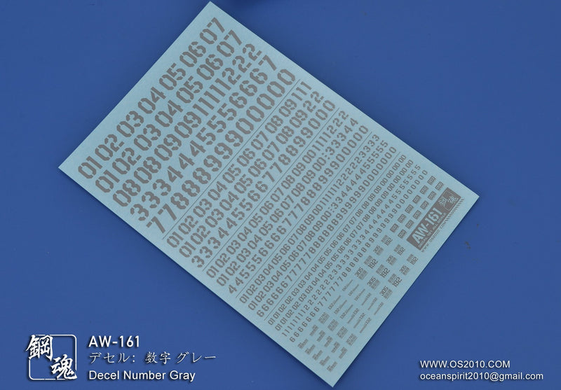 Madworks AW161 Waterslide Decals: Numbers 04 (Gray)