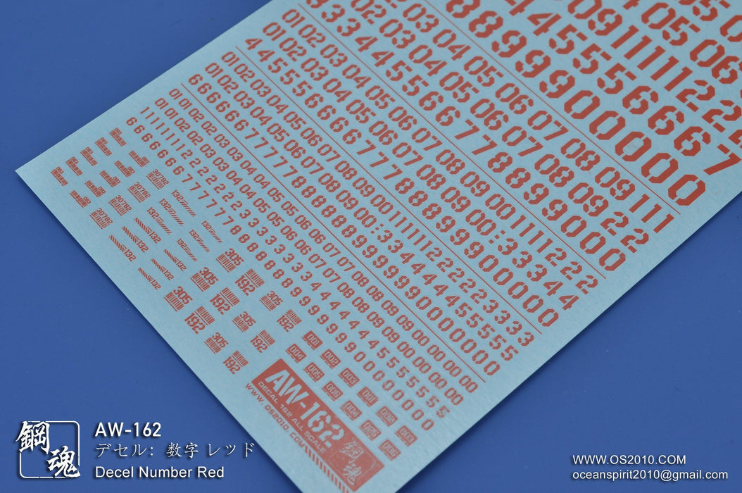 Madworks AW162 Waterslide Decals: Numbers 04 (Red)