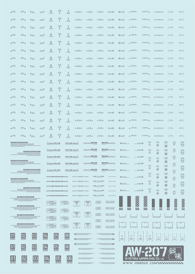 Madworks AW207 Waterslide Decals: Markings Type 01 (Dark Gray)
