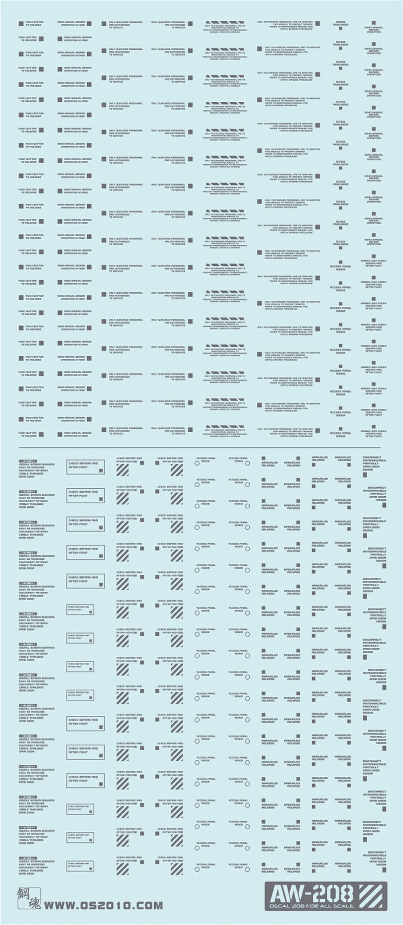 Madworks AW208 Waterslide Decals: Markings Type E (Dark Gray)
