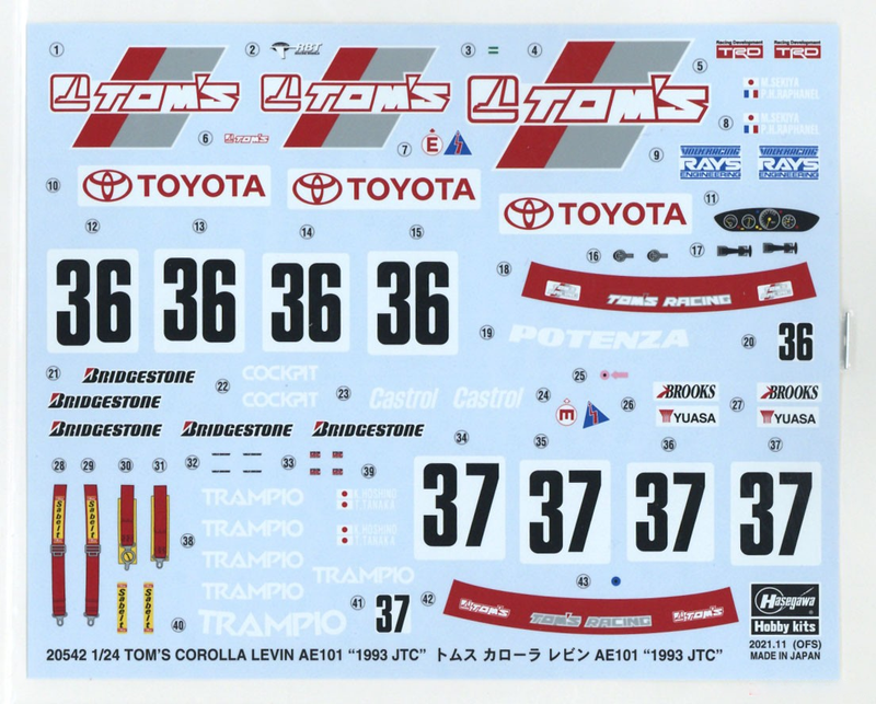 1/24 Tom's Corolla Levin AE101 '1993 JTC'
