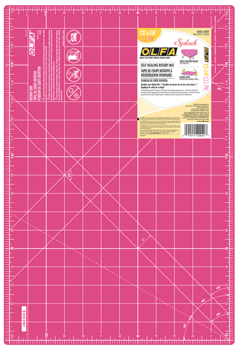 OLFA 12"x18" Double Sided Rotary Mat, Pink (RM-CG/PIK)