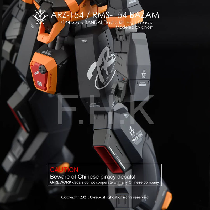 G-Rework Decal - HGUC ARZ-154 / RMS-154 Barzam A.O.Z. Reboot Use