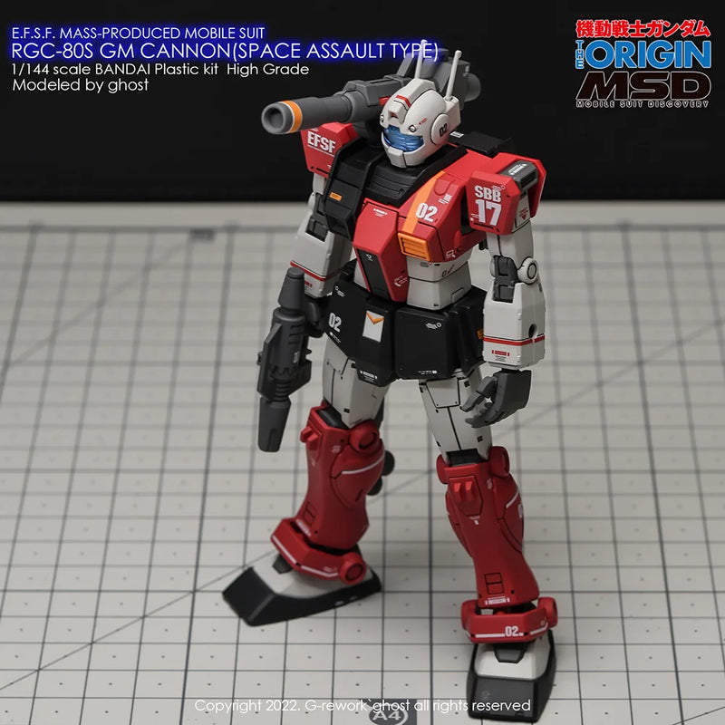 G-Rework Decal - HG Gundam The Origin RGC-80S GM Cannon (Space Assault Type) Use
