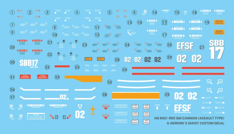 G-Rework Decal - HG Gundam The Origin RGC-80S GM Cannon (Space Assault Type) Use