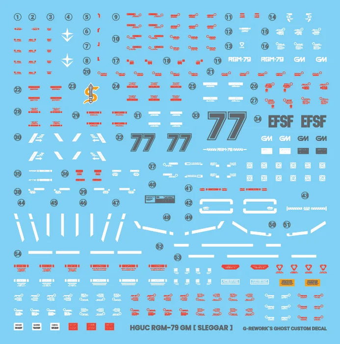 G-Rework Decal - HG Gundam The Origin RGC-79 GM (Sleggar Ver) Use ...