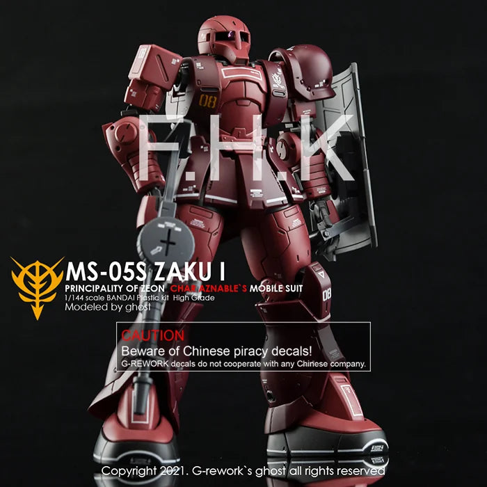 G-Rework Decal - HG Gundam The Origin MS-05 Char's Zaku I Use