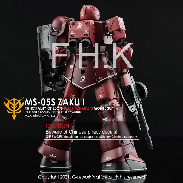 G-Rework Decal - HG Gundam The Origin MS-05 Char's Zaku I Use