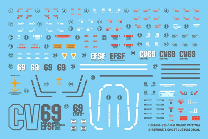 G-Rework Decal - HG Gundam The Origin RGC-79HC GM Guard Custom Use