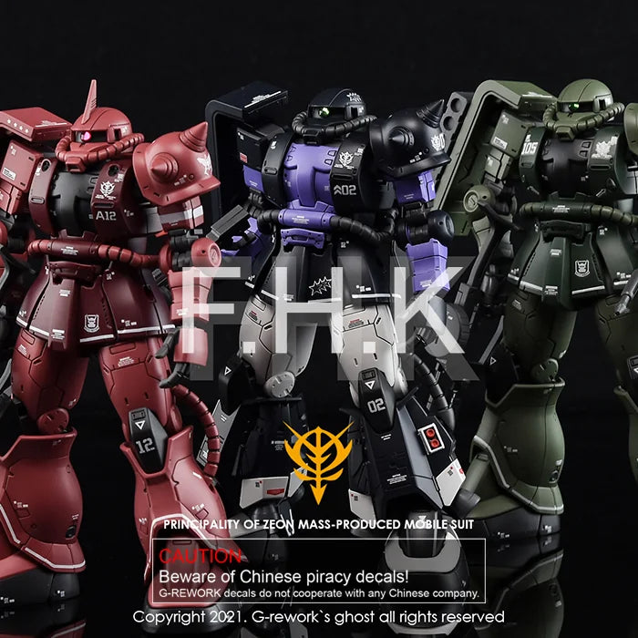 G-Rework Decal - HG Gundam The Origin MS-06R-1A Zaku II High Mobility (Black Tri Star Full Set)