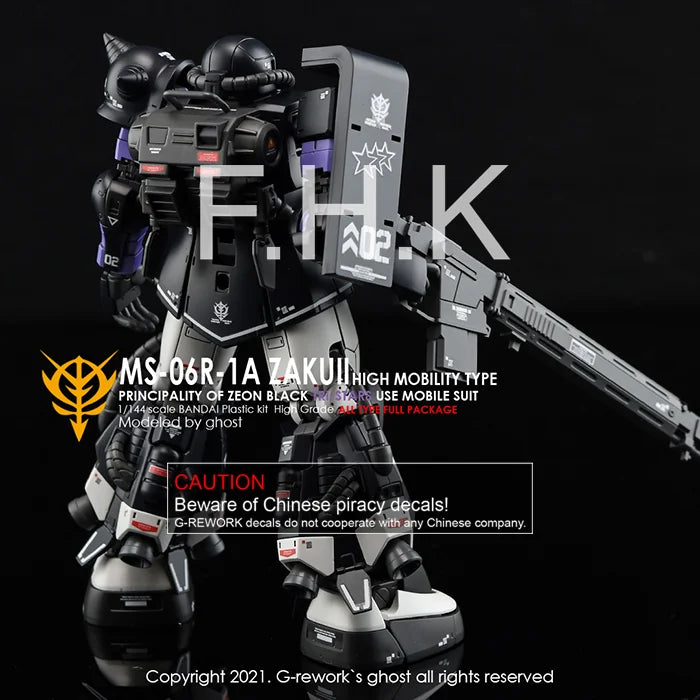 G-Rework Decal - HG Gundam The Origin MS-06R-1A Zaku II High Mobility (Black Tri Star Full Set)