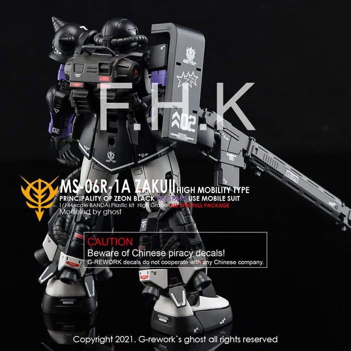 G-Rework Decal - HG Gundam The Origin MS-06R-1A Zaku II High Mobility (Black Tri Star) Use