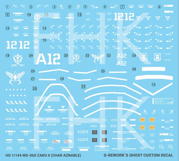 G-Rework Decal - HG Gundam The Origin MS-06S Zaku II (Char Aznable Use)