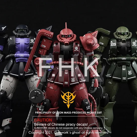 G-Rework Decal - HG Gundam The Origin MS-06S Zaku II (Char Aznable Use)