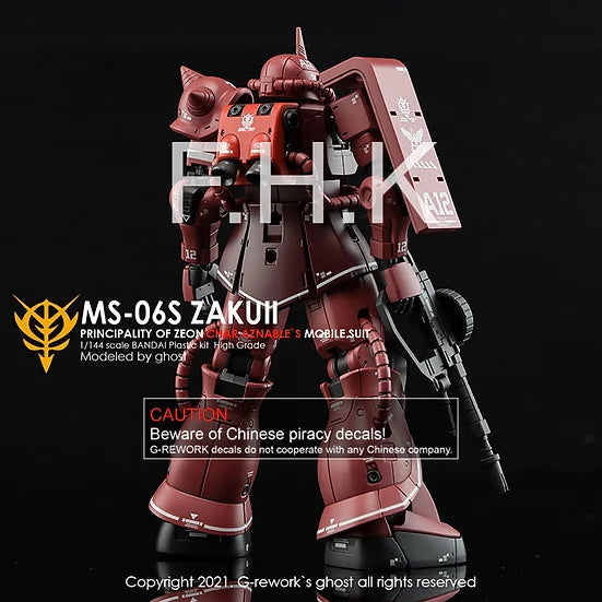 G-Rework Decal - HG Gundam The Origin MS-06S Zaku II (Char Aznable Use)