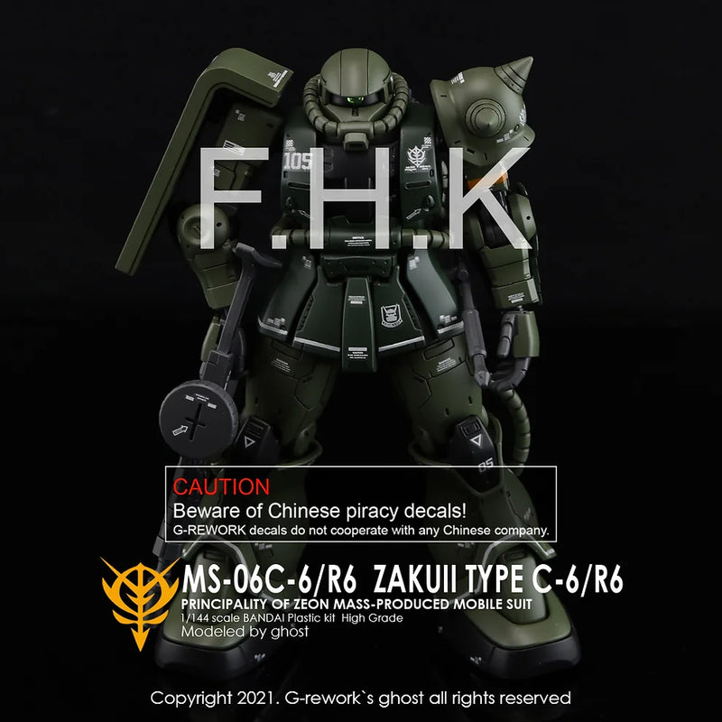 G-Rework Decal - HG Gundam The Origin MS-06C-6/R6 Zaku II Use