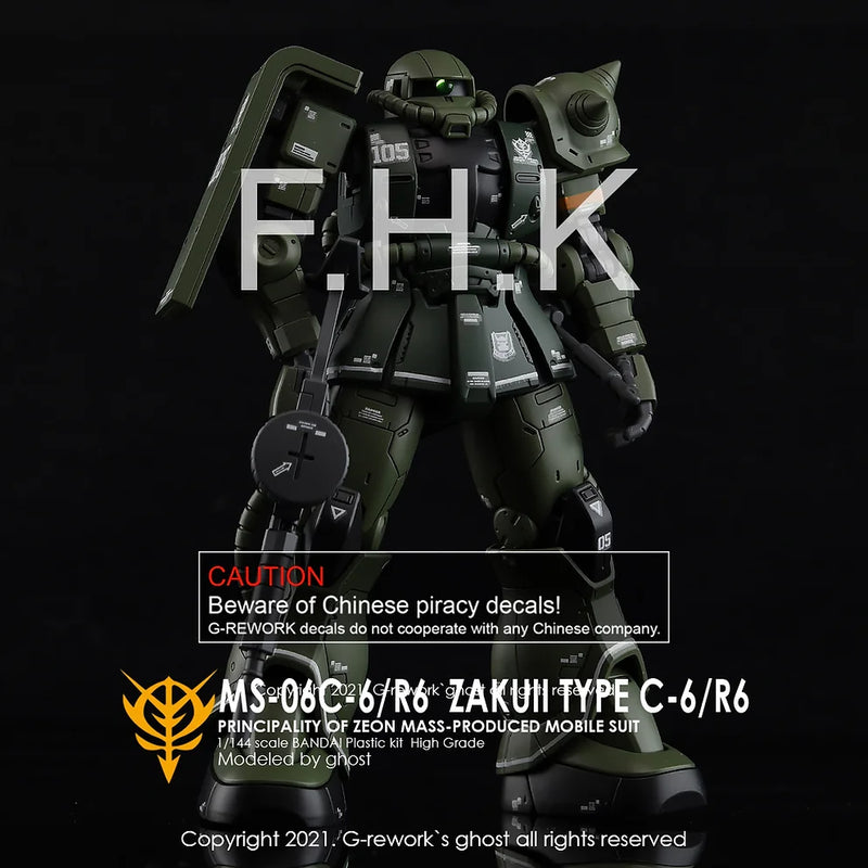 G-Rework Decal - HG Gundam The Origin MS-06C-6/R6 Zaku II Use