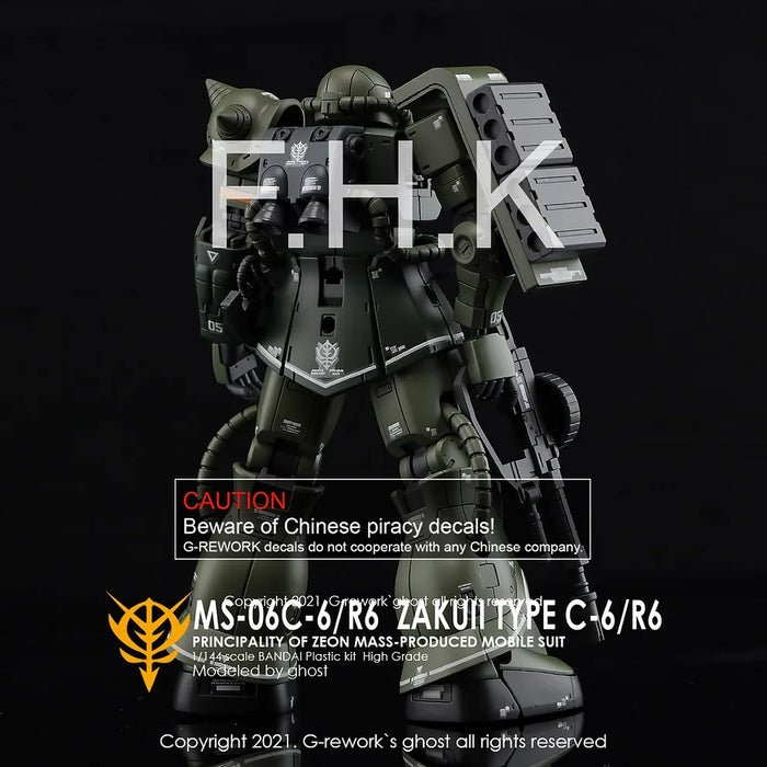 G-Rework Decal - HG Gundam The Origin MS-06C-6/R6 Zaku II Use
