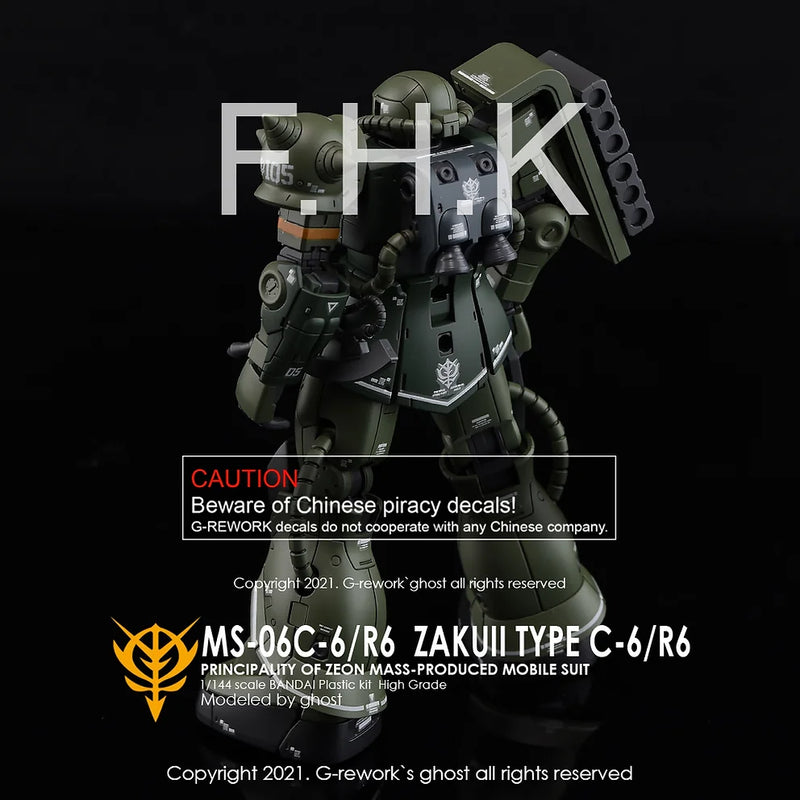 G-Rework Decal - HG Gundam The Origin MS-06C-6/R6 Zaku II Use