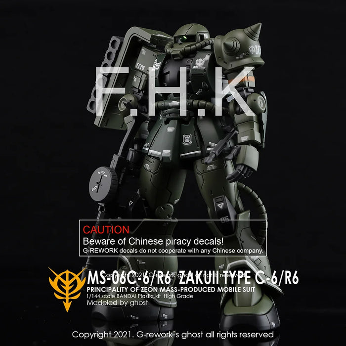 G-Rework Decal - HG Gundam The Origin MS-06C-6/R6 Zaku II Use