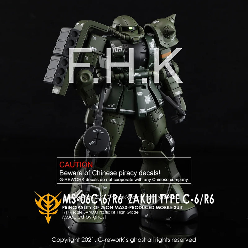 G-Rework Decal - HG Gundam The Origin MS-06C-6/R6 Zaku II Use