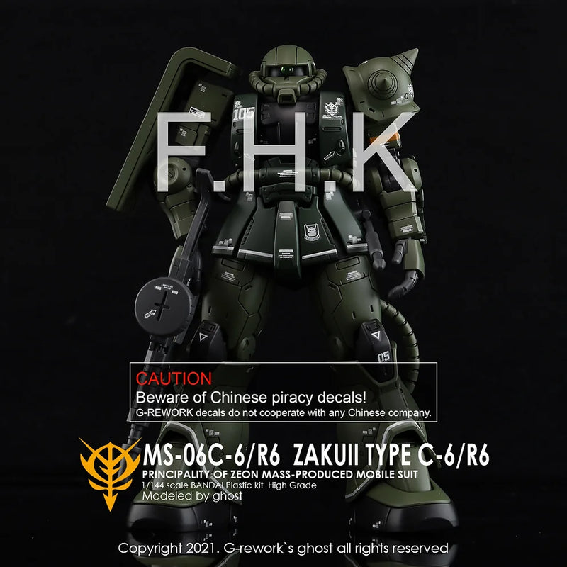 G-Rework Decal - HG Gundam The Origin MS-06C-6/R6 Zaku II Use
