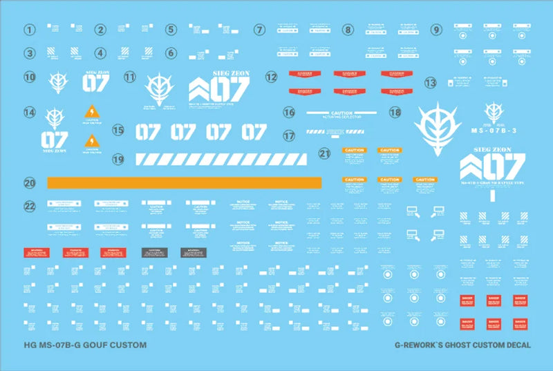 G-Rework Decal - HGUC MS-07B-3 Gouf Custom Use