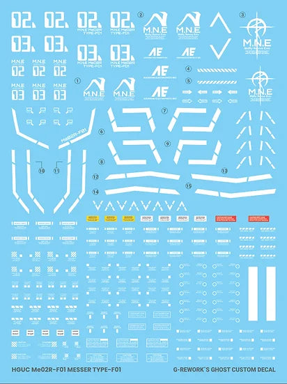 G-Rework Decal - HGUC Me02R-F01 Messer F01 Type Use