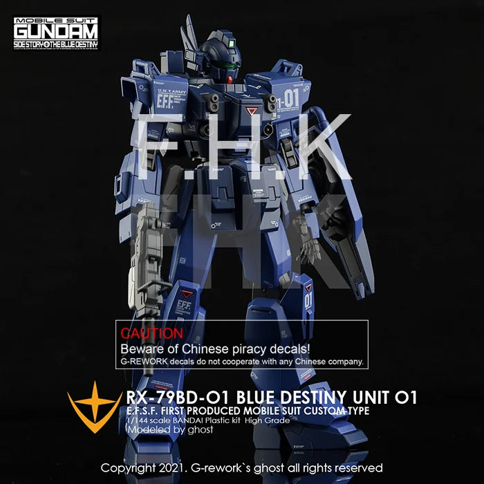 G-Rework Decal - HGUC RX-79BD-1 Blue Destiny Unit 1 Use
