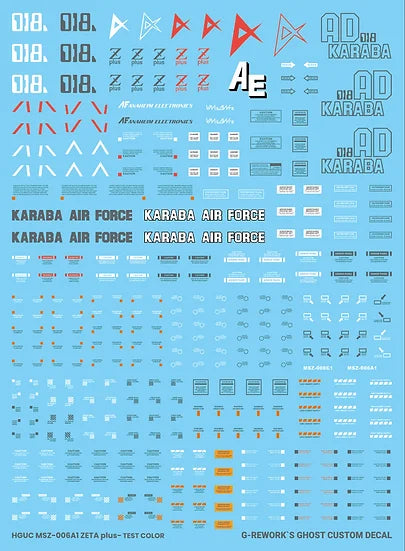 G-Rework Decal - HGUC MSZ-006A1 Zeta Plus A1 Test Type Color
