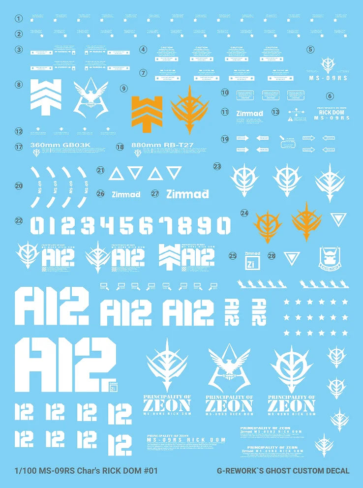 G-Rework Decal - MG MS-09RS Char's Rick Dom Ver.1.5 Use