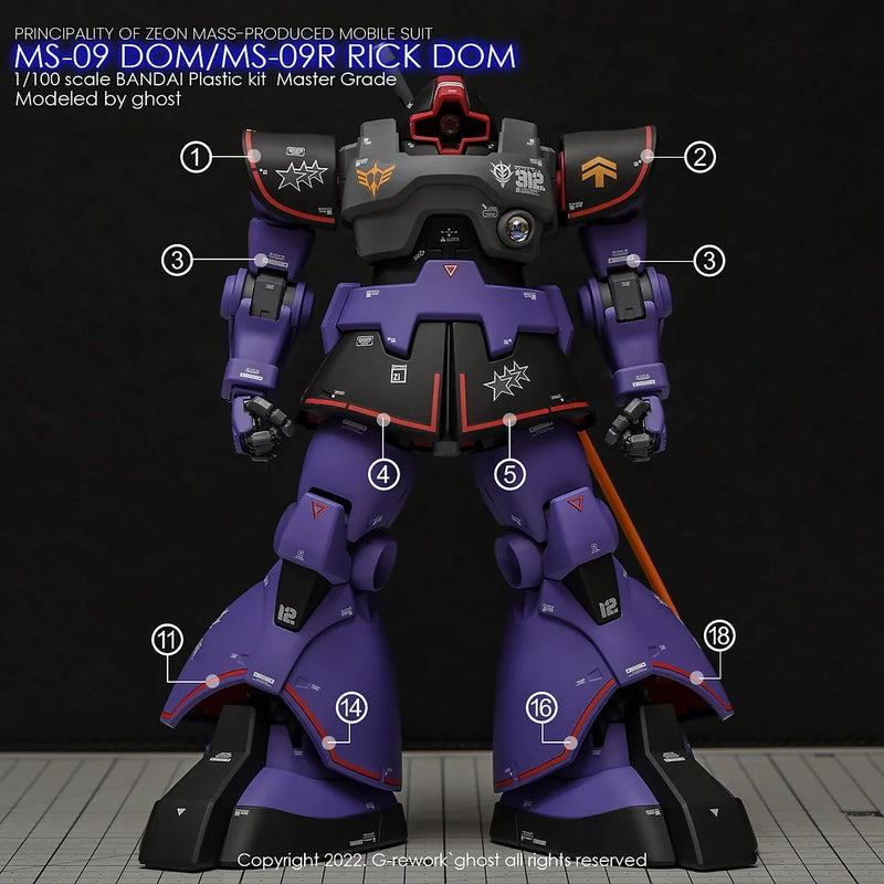 G-Rework Decal - MG MS-09RS Char's Rick Dom Ver.1.5 Use