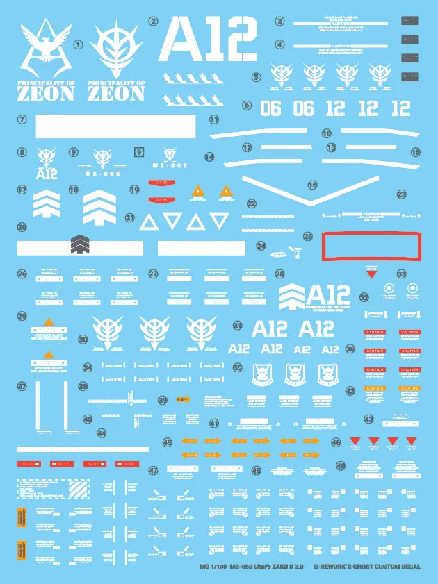G-Rework Decal - MG MS-06S Char's Zaku II Ver.2.0 Use