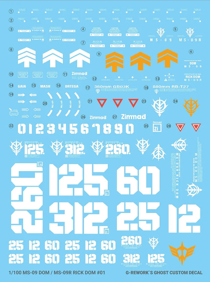G-Rework Decal - MG MS-09 / 09R Dom / Rick Dom Ver.1.5 Use
