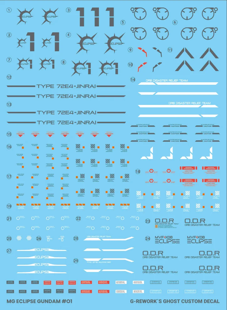 G-Rework Decal - MG MVF-X08 Eclipse Gundam Use