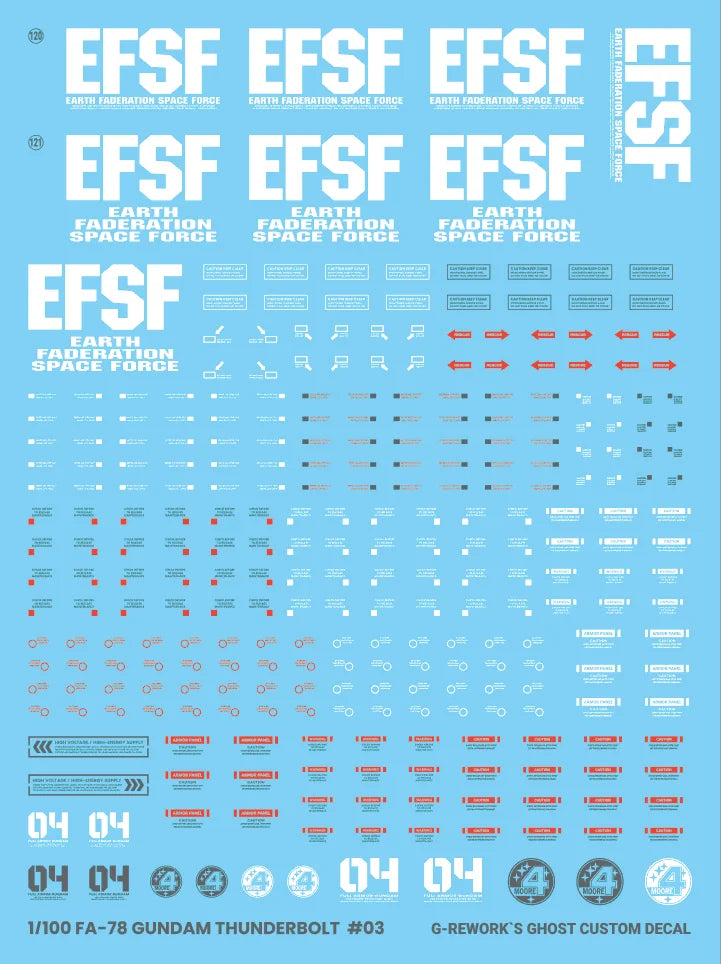 G-Rework Decal - MG FA-78 Full Armor Gundam Ver.Ka (Thunderbolt Ver.) Use