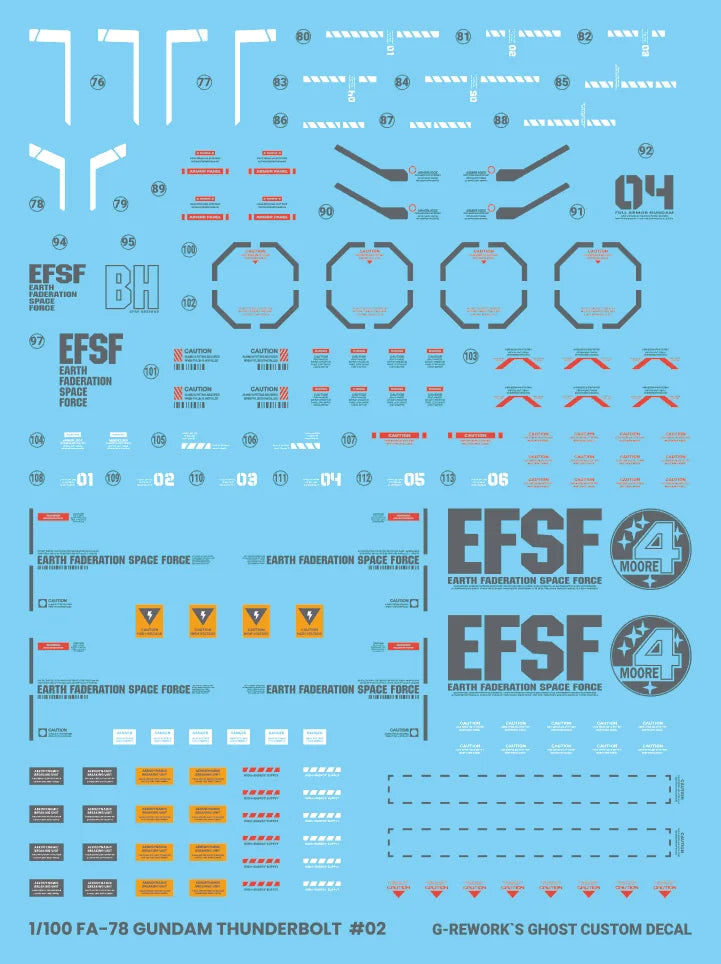 G-Rework Decal - MG FA-78 Full Armor Gundam Ver.Ka (Thunderbolt Ver.) Use